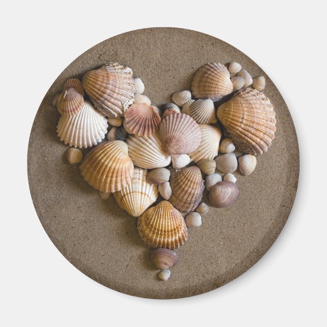 Aimant Coeur Saint Valentin fait avec des coquilles (Devant)