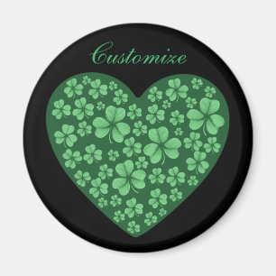 Aimant coeur Shamrock vert Saint Patrick's Day