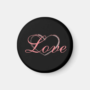 Aimant Coeur tendance Grey Calligraphie Amour Mariage