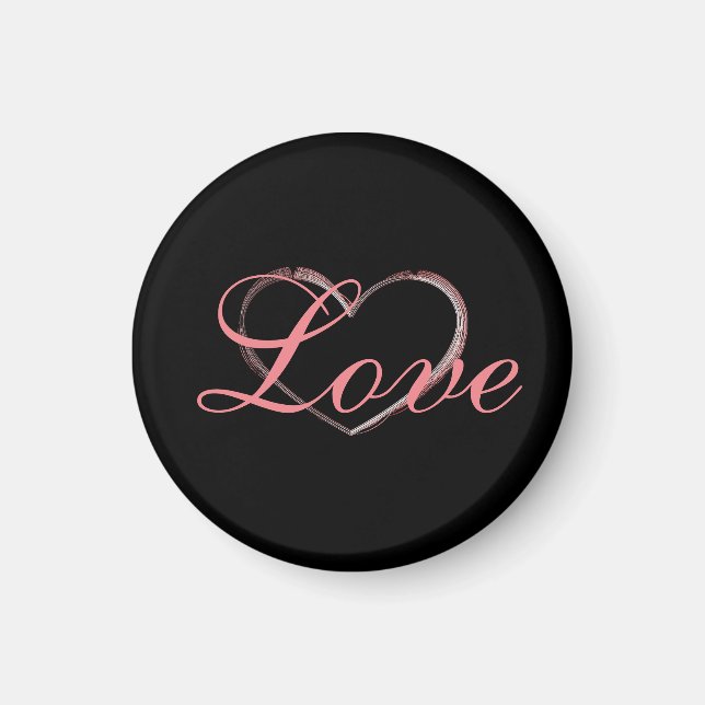 Aimant Coeur tendance Grey Calligraphie Amour Mariage (Devant)