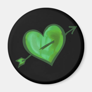 Aimant Coeur vert avec flèche