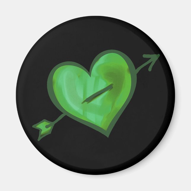 Aimant Coeur vert avec flèche (Devant)