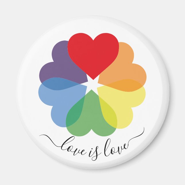 Aimant Coeurs arc-en-ciel L'amour est la fierté de l'amou (Devant)