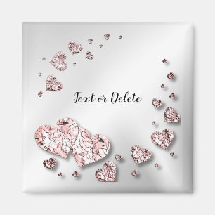 Aimant Coeurs brillants rose Peach Géométrique Élégant