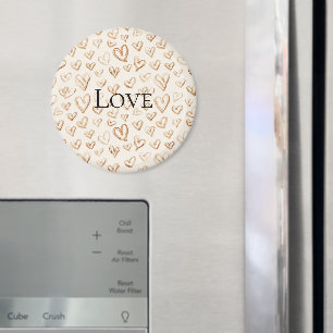 Aimant Cœurs bruns crème Saint-Valentin Amour