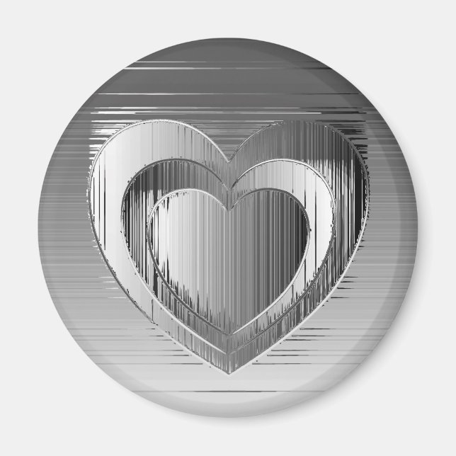 Aimant Coeurs chromés polis (Devant)