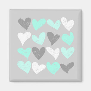 Aimant Coeurs d'amour gris menthe mignonne
