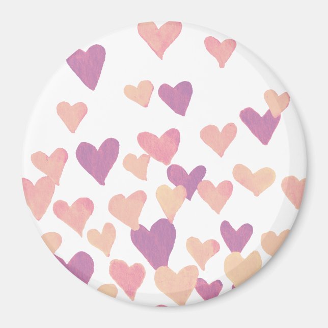 Aimant Coeurs d'aquarelle de la Saint-Valentin - rose pas (Devant)