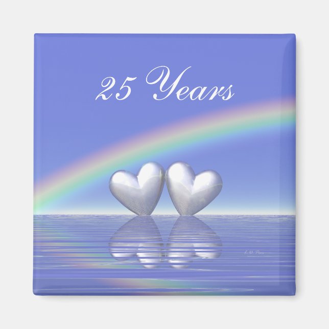 Aimant Coeurs d'argent du 25e anniversaire (Devant)