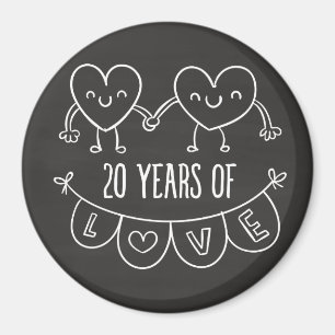 Aimant Coeurs de calèche-cadeaux du 20e anniversaire