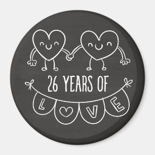Aimant Coeurs de calèche-cadeaux du 26e anniversaire