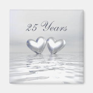 Aimant Coeurs de l'anniversaire d'argent