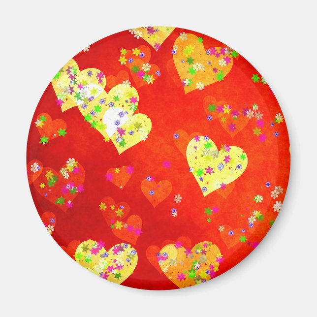Aimant Coeurs et fleurs (Devant)