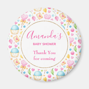 Aimant Coeurs et muffins Aquarelle Motif Party Merci