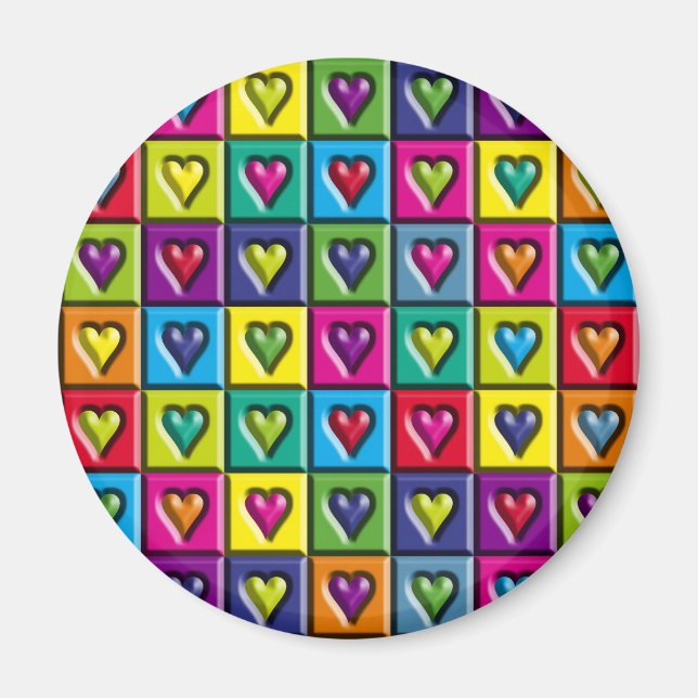Aimant Coeurs multicolores (Devant)