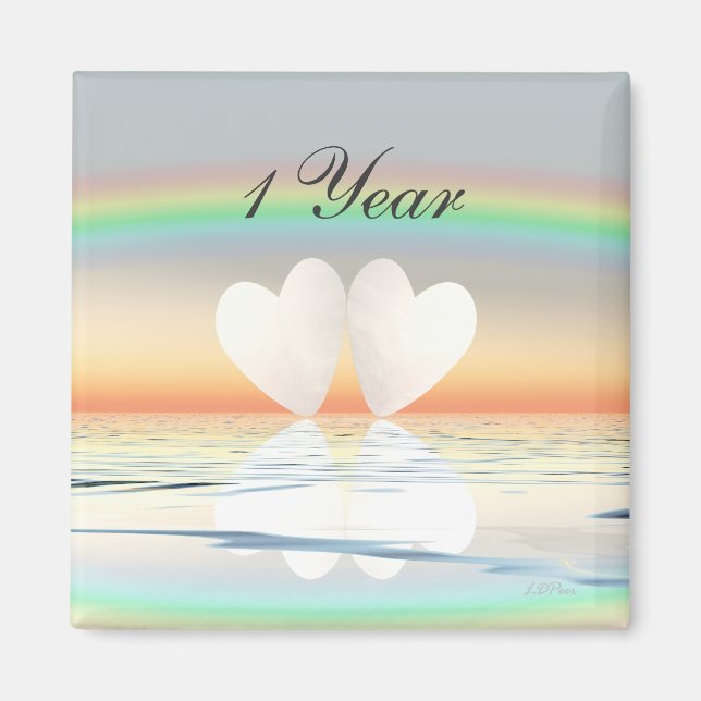 Aimant Coeurs papier du 1er anniversaire (Devant)