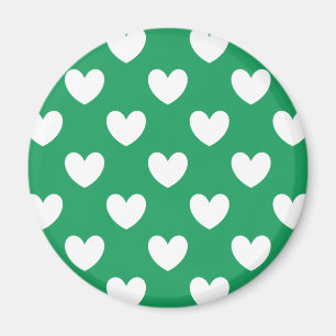 Aimant Coeurs polka blanc sur Kelly green