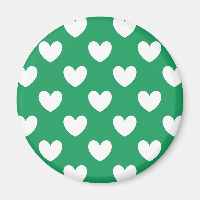 Aimant Coeurs polka blanc sur Kelly green (Devant)