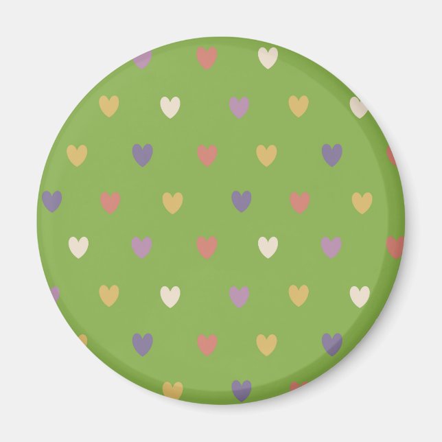 Aimant Coeurs Polka sur vert vert (Devant)