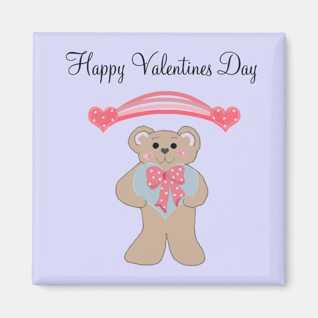 Aimant Coeurs roses et petit ours (Devant)