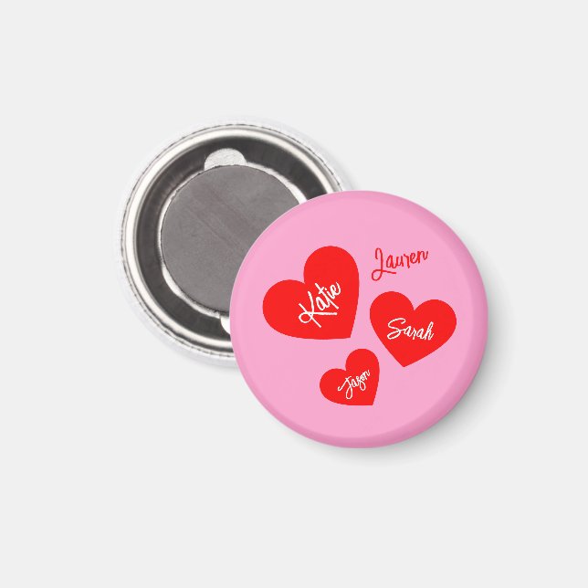 Aimant Coeurs rouges personnalisés Mère rose (Recto/Verso)