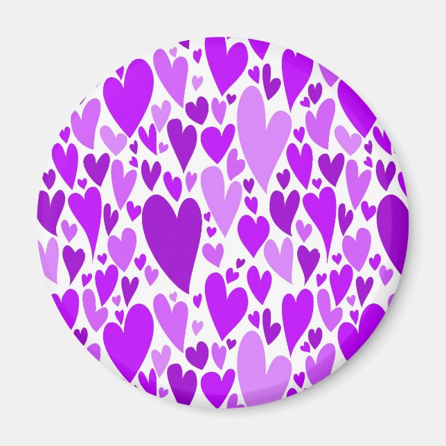 Aimant Coeurs violets super et romantiques Saint-Valentin (Devant)