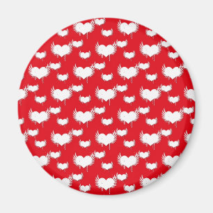 Aimant Cœurs volants motif Saint-Valentin rouge et blanc