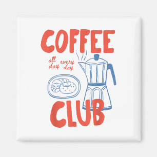 Aimant Coffee Club Retro Coffee Graphic Pour Amateur De C