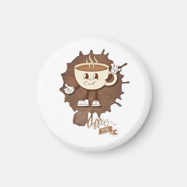 Aimant **Coffee Time – Cute Smiling Cup Steam  (Devant)