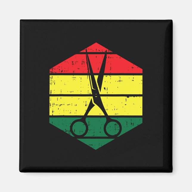 Aimant Coiffeur Junetten Blm Noir Histoire Hairdres (Devant)