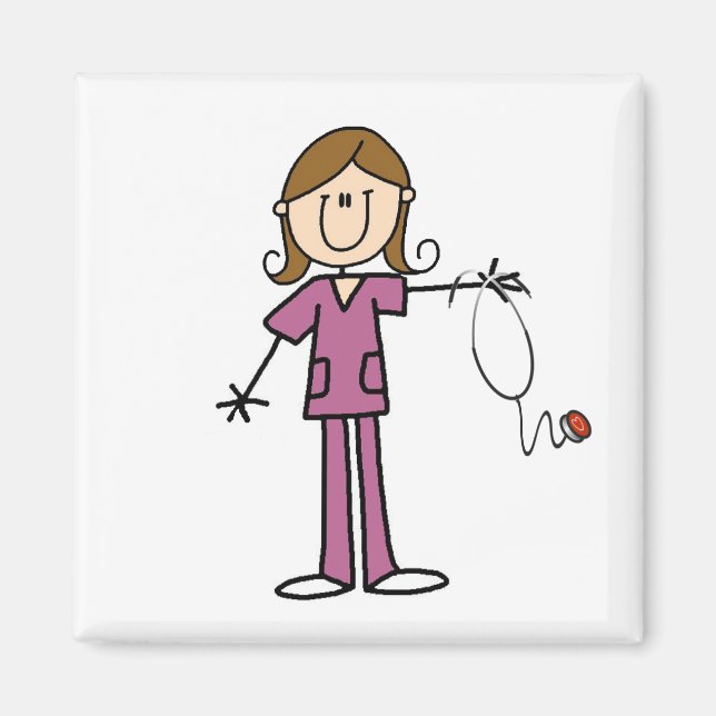 Aimant Coiffure Brown Female Stick Figure Infirmière (Devant)