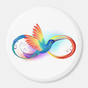 Aimant Colibri arc-en-ciel avec symbole Infinity