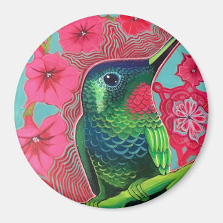 Aimant Colibri avec Petunias