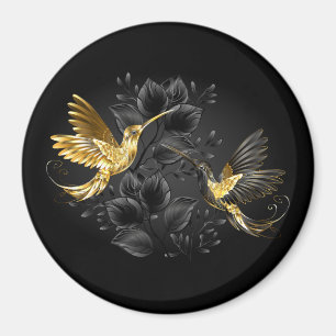 Aimant Colibri noir et or
