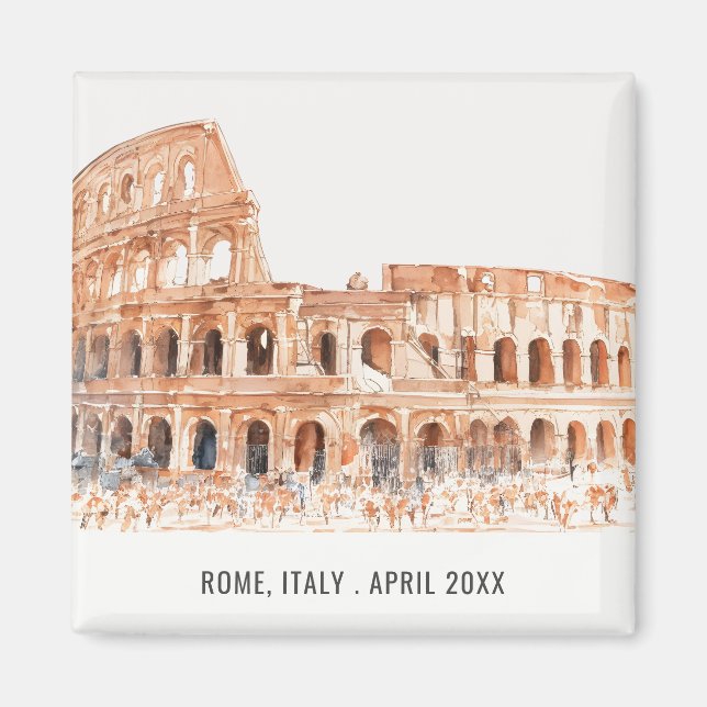 Aimant Colisée Rome Italie Aquarelle Voyage italien (Devant)