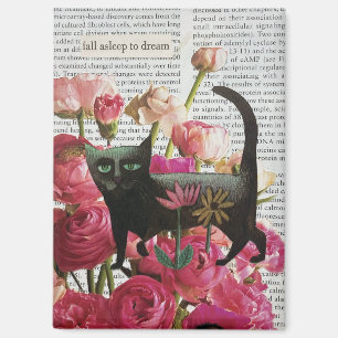 Aimant Collage de chat floral Art mural surréaliste Décor
