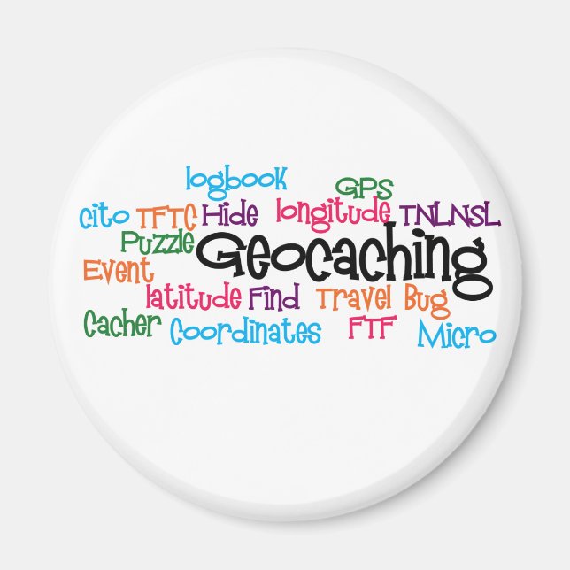 Aimant Collage de mots de géocaching (Devant)