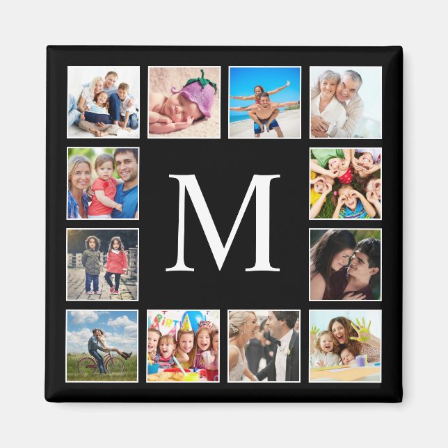 Aimant Collage photo de famille personnalisée Noir person (Devant)