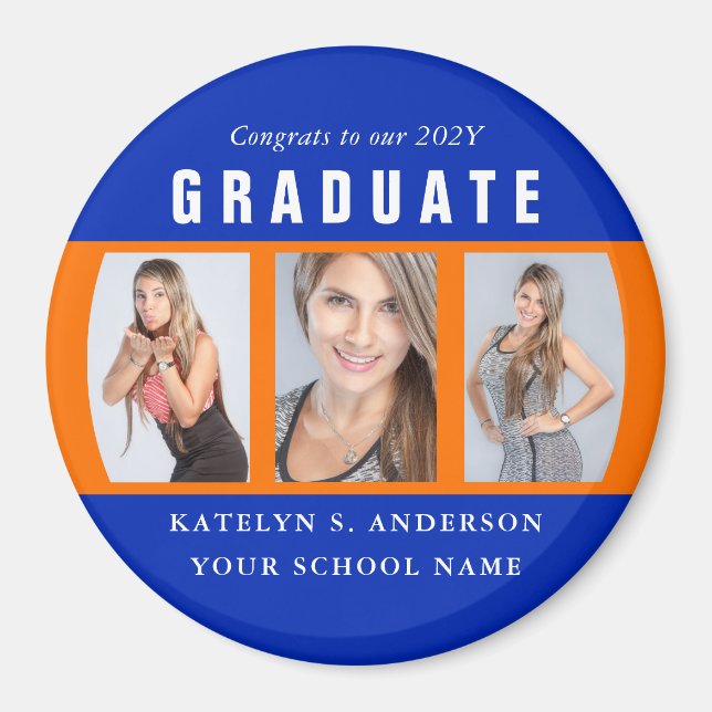 Aimant Collage photo Orange and Blue Graduation Custom (Devant)