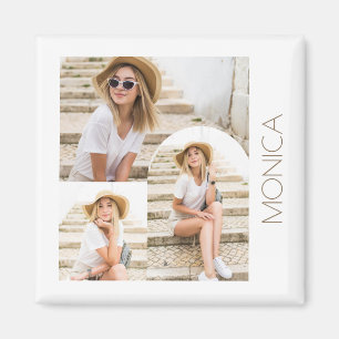 Aimant Collage photo simple et moderne avec nom