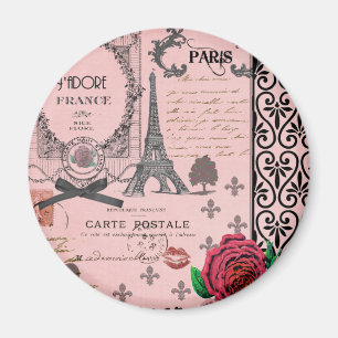 Aimant Collage rose vintage de Paris