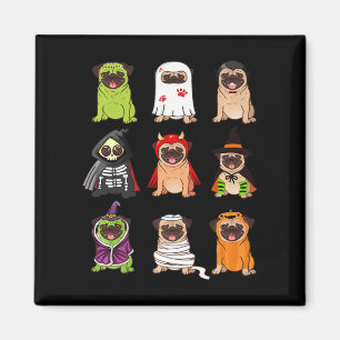 Aimant Collection de carlins Happy Pugoween Cos Éffrayant