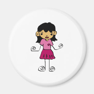 Aimant collection de fille de bande dessinée