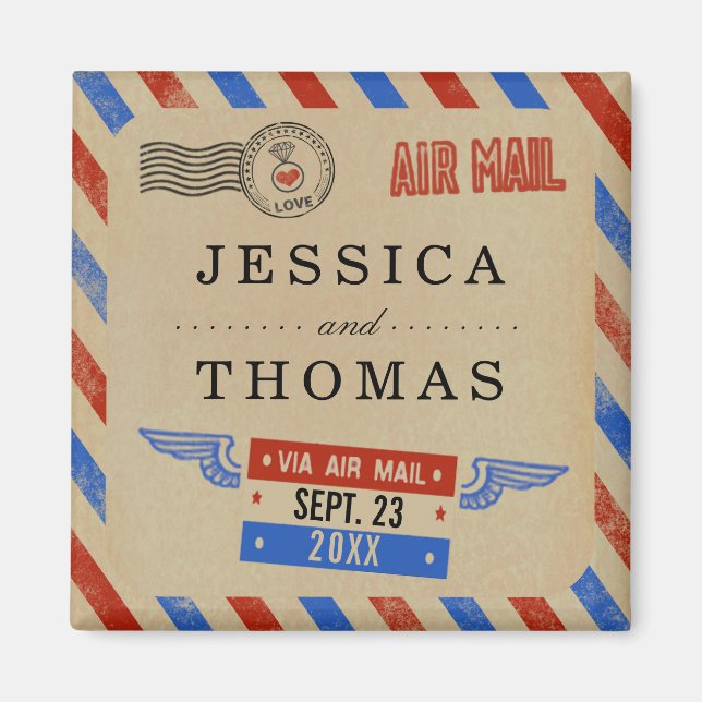 Aimant Collection de Mariages Vintages Airmail (Devant)