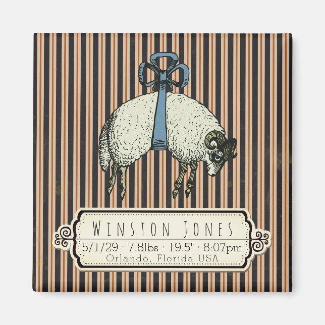 Aimant Collection Jolie Bow Sheep™ - Infos sur la naissan (Devant)