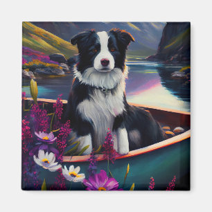 Aimant Collie frontalier sur une pagaie : une aventure Pi