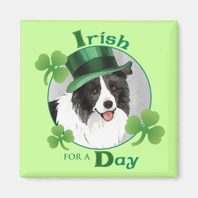 Aimant Collie frontière de la fête Saint-Patrick (Devant)