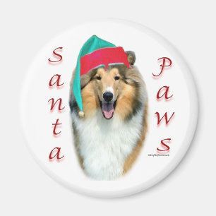 Aimant Collie (rude) Père Noël Paws