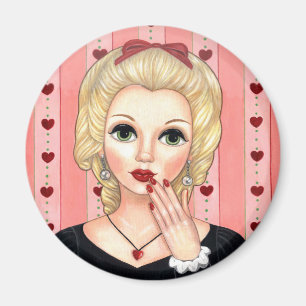 Aimant Collier Coeur Fille Blonde Tête Vase Lèvres Luscie