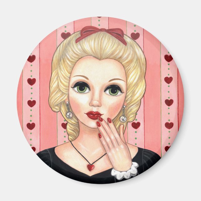 Aimant Collier Coeur Fille Blonde Tête Vase Lèvres Luscie (Devant)